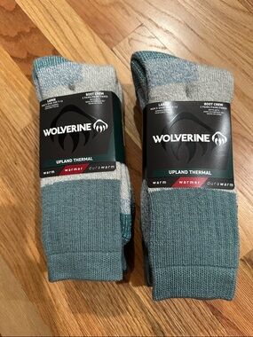 (2 packs) NEW Wolverine blue gray Upland Thermal socks size Large 7-12